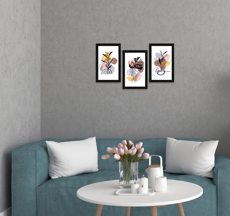 ArtX Paper Abstract Wall Frame Art Painting, Framed Paintings, Multicolor, Abstract, 13.0 X 25.5 inches(Combined), 8.5 X 13.0 each, Set of 3 (Abstract Leaves) - Image 4