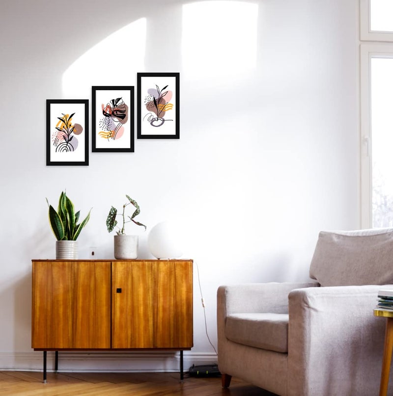 ArtX Paper Abstract Wall Frame Art Painting, Framed Paintings, Multicolor, Abstract, 13.0 X 25.5 inches(Combined), 8.5 X 13.0 each, Set of 3 (Abstract Leaves) - Image 3
