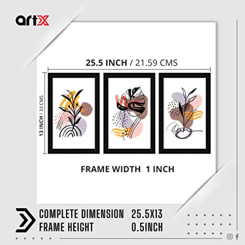 ArtX Paper Abstract Wall Frame Art Painting, Framed Paintings, Multicolor, Abstract, 13.0 X 25.5 inches(Combined), 8.5 X 13.0 each, Set of 3 (Abstract Leaves) - Image 2