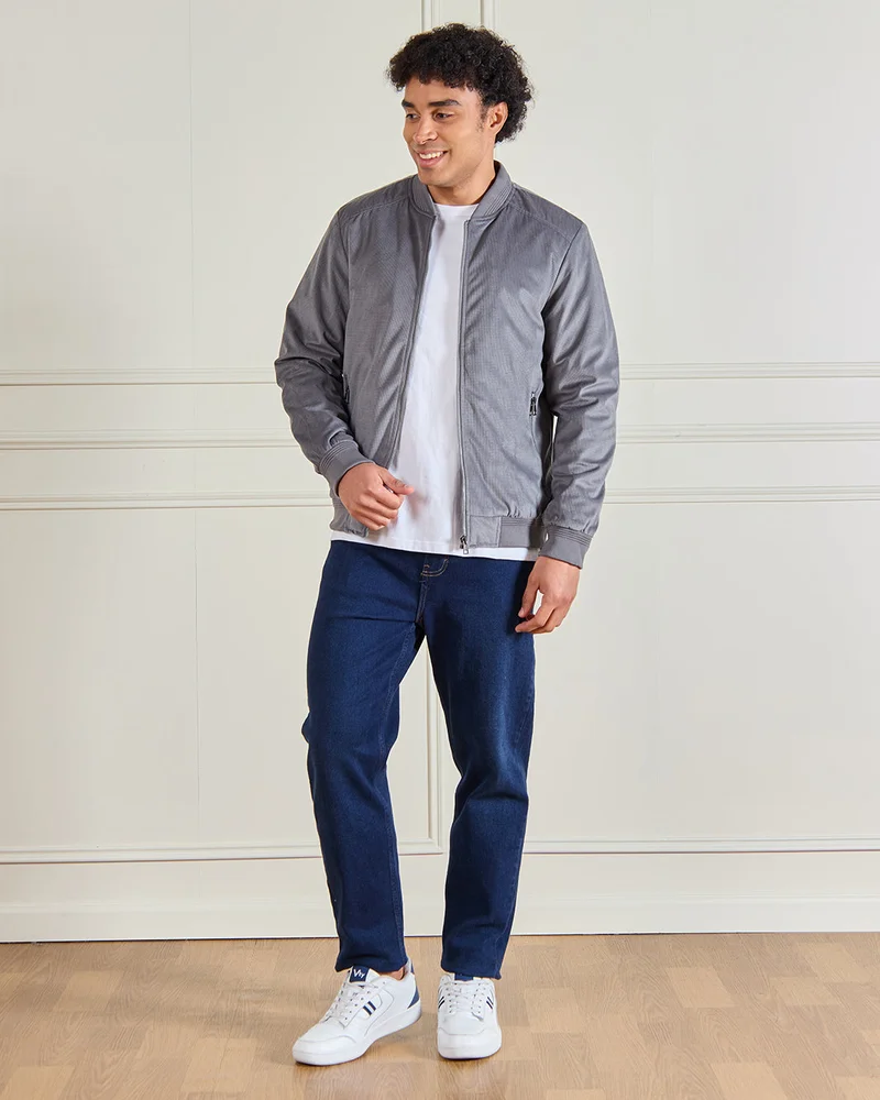 Redtag Men Grey Bomber Jacket