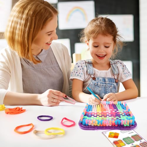 DDAI Weaving Loom Kit Toys Crafts - Arts and Crafts for Kids and Adults - Great Birthday Gifts for Girls Ages 6 7 8-12 13 Years Old - Sturdy Frame Potholder Loom Making Kits Portable Box and Craft Loops - Image 5