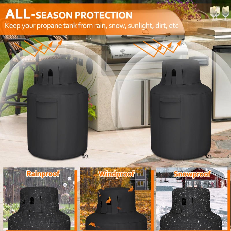 STARTWO Propane Tank Cover 20lb Gas Cover Outdoor Heavy Duty Waterproof Covers Fits Standard 20 lb Tank Cylinder Black 13" x 19.5" - Image 5