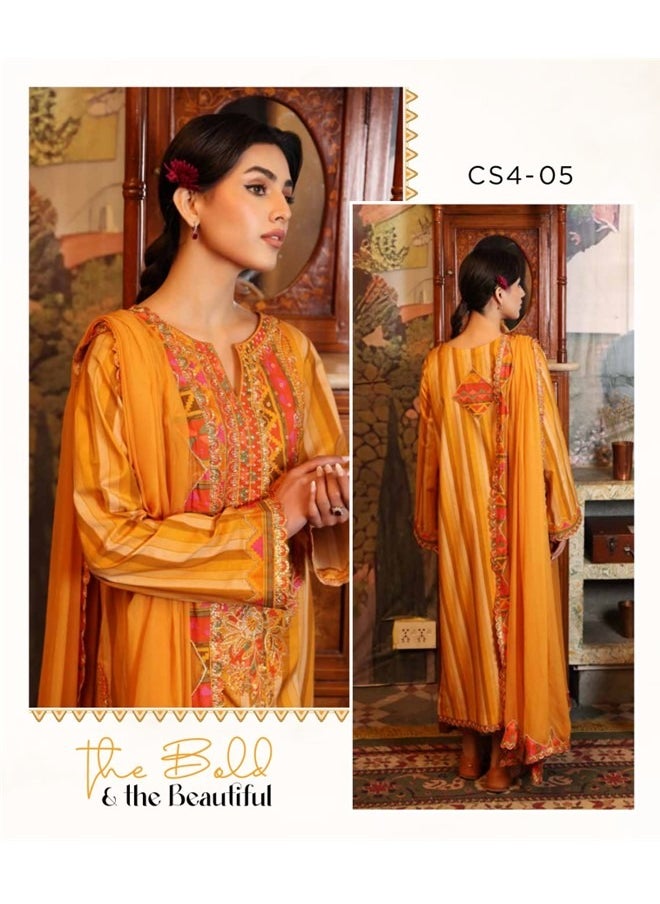 Zaib Unisa Textile Trading Co. L.L.C - 3 Piece Embroidered Handwork Lawn Stitched Dress Soft Stuff Fabric Trouser with Fancy Dupatta Festive Eid Suit - Charizma Collection - Image 1