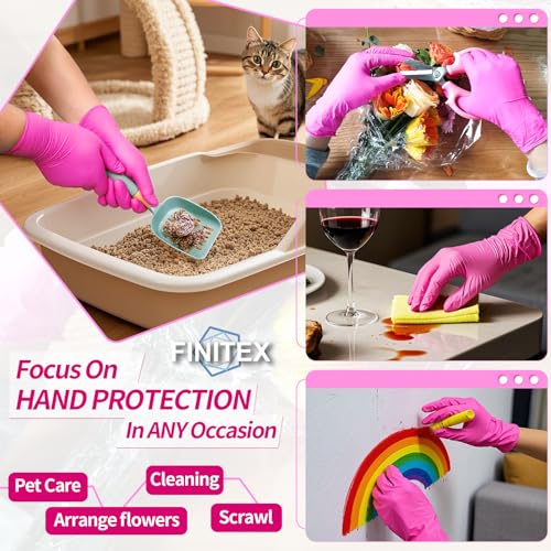 FINITEX Nitrile Disposable Latex-Free Gloves - 3.5mil 100PCS/Box 9inch Long Powder-Free Guantes de Nitrilo Cleaning Medical Exam Food Cooking Glove (100, Large) - Image 2