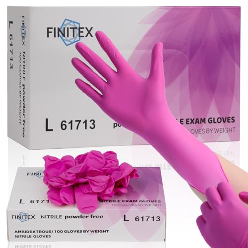 FINITEX Nitrile Disposable Latex-Free Gloves - 3.5mil 100PCS/Box 9inch Long Powder-Free Guantes de Nitrilo Cleaning Medical Exam Food Cooking Glove (100, Large) - Image 1