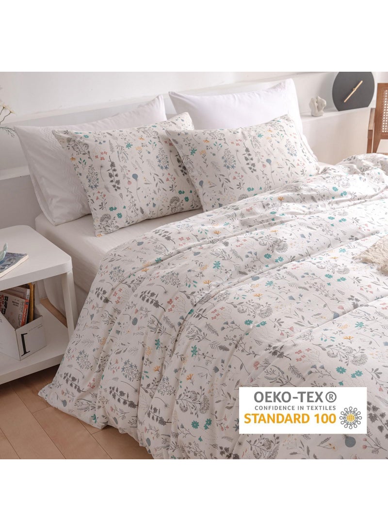 EAVD EAVD King Size Comforter Set Floral Vintage Bedding Set Soft Microfiber Chic Cute Floral Bedding Comforter Set 1 Comforter with 2 Pillowcases Reversible Garden Floral Comforter Set for All-Season  - Image 5