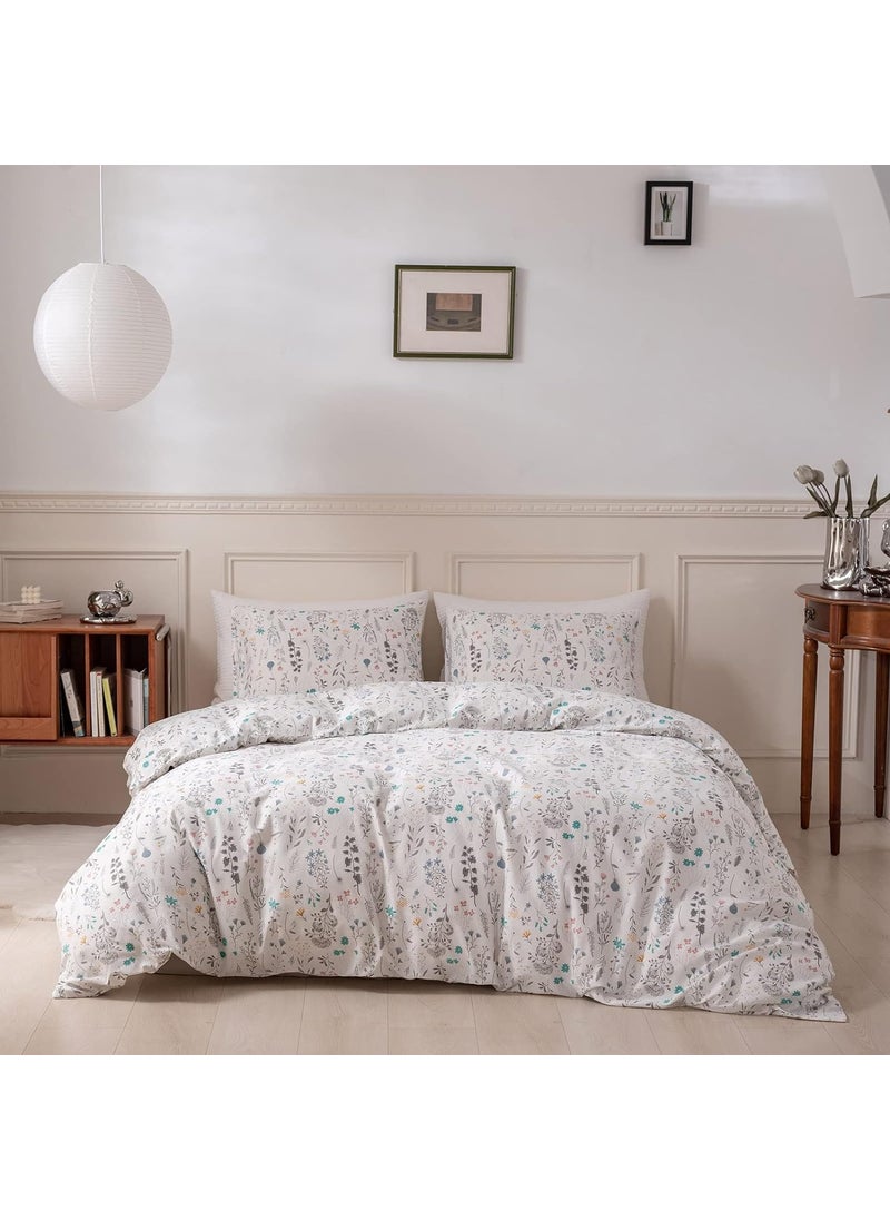 EAVD EAVD King Size Comforter Set Floral Vintage Bedding Set Soft Microfiber Chic Cute Floral Bedding Comforter Set 1 Comforter with 2 Pillowcases Reversible Garden Floral Comforter Set for All-Season  - Image 1