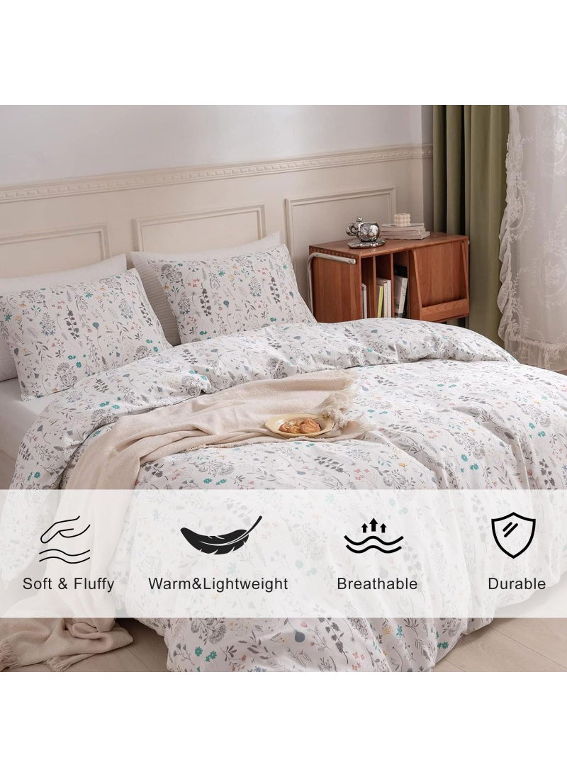 EAVD EAVD King Size Comforter Set Floral Vintage Bedding Set Soft Microfiber Chic Cute Floral Bedding Comforter Set 1 Comforter with 2 Pillowcases Reversible Garden Floral Comforter Set for All-Season  - Image 2