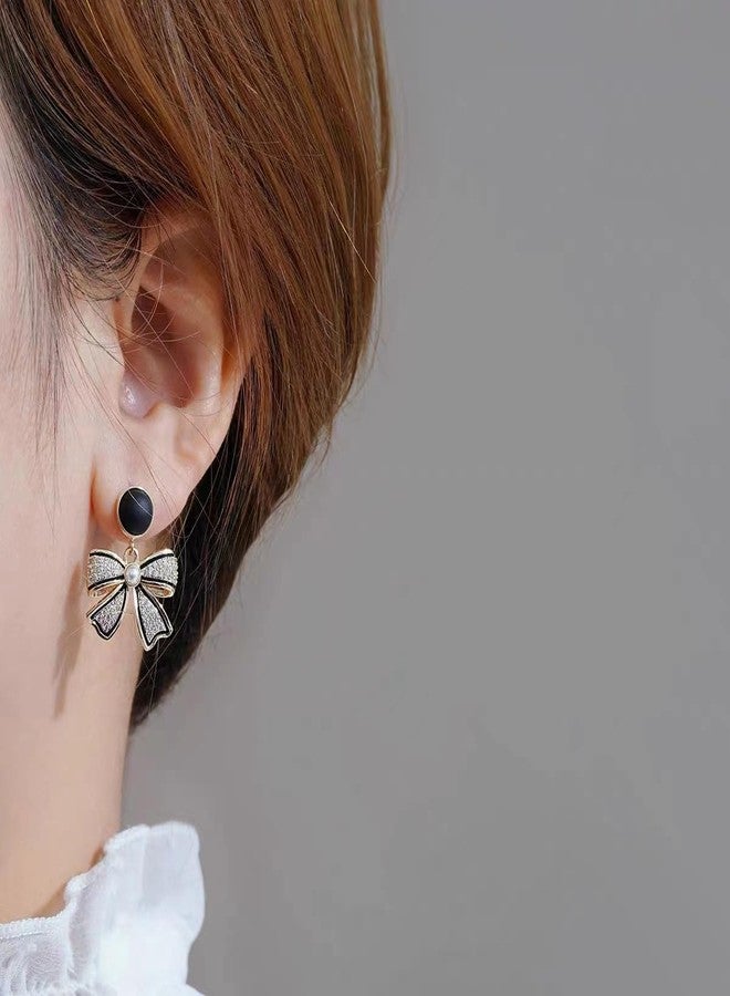 CSIYANJRY99 Black Bow Earrings for Women Black & Gold Ribbon Christmas Bow Earring Christmas Stocking Stuffers Holiday Jewerly Gifts - Image 2