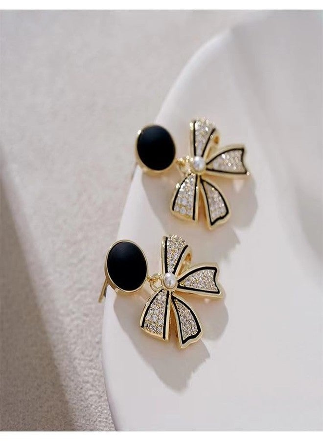 CSIYANJRY99 Black Bow Earrings for Women Black & Gold Ribbon Christmas Bow Earring Christmas Stocking Stuffers Holiday Jewerly Gifts - Image 5