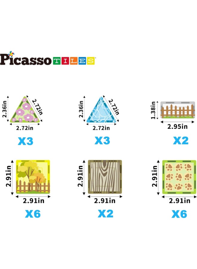 PicassoTiles 26pcs Magnetic Tiles Magnet Tile Building Blocks Printed Fall Farm Themed Animal Toy Set with 8 Farmyard Animals Character Action Figures STEM Learning Playset for Kids, Ages 3+ PTQ27 - Image 5