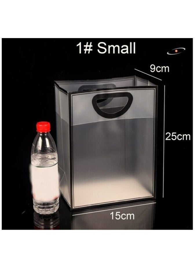 Red Dot Gift - Red Dot Gift 10-Pack Pvc Transparent Black Border Handbag For Baking Packaging, Shopping Gift Plastic Bag (1# Small ( H25*15*9cm ), Transparent & Black Border) - Image 1