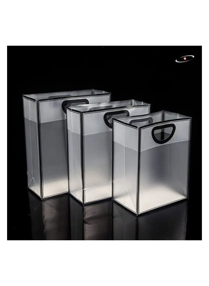 Red Dot Gift - Red Dot Gift 10-Pack Pvc Transparent Black Border Handbag For Baking Packaging, Shopping Gift Plastic Bag (1# Small ( H25*15*9cm ), Transparent & Black Border) - Image 1