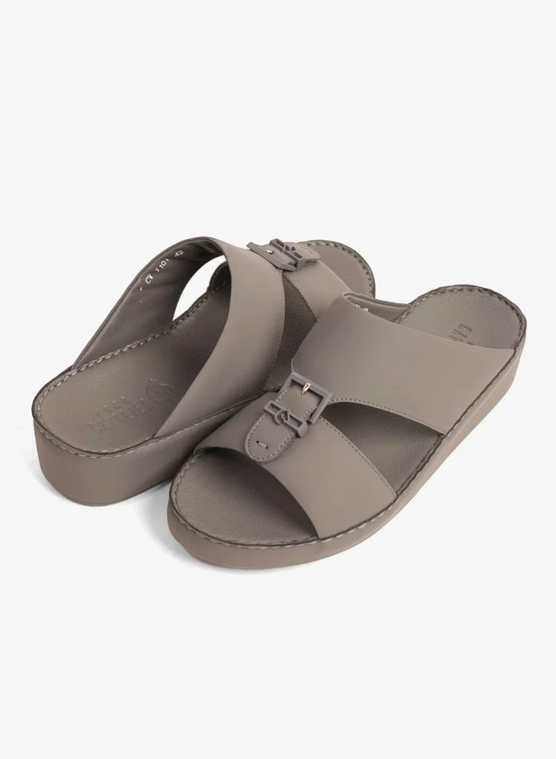 UOMO Cavalier UOMO CAVALIER EMBOSSED LEATHER HANDSTITCHED ARABIC SANDALS GREY