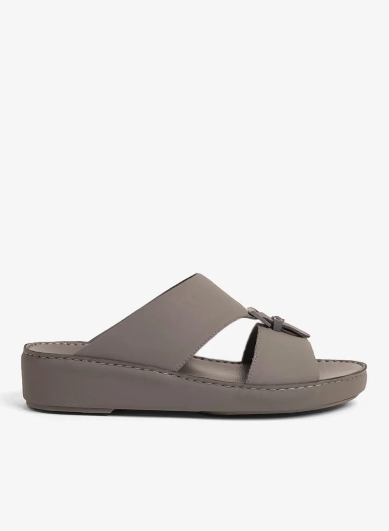 UOMO CAVALIER EMBOSSED LEATHER HANDSTITCHED ARABIC SANDALS GREY