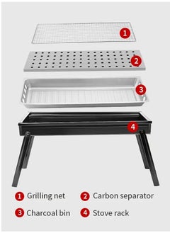 Generic Portable Charcoal Grill Black for Outdoor BBQ Skewer Folded Camping Barbecue Kabob Grills for Garden Backyard Party Picnic Travel Outdoor Cooking  - Image 5