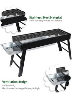 Generic Portable Charcoal Grill Black for Outdoor BBQ Skewer Folded Camping Barbecue Kabob Grills for Garden Backyard Party Picnic Travel Outdoor Cooking  - Image 1