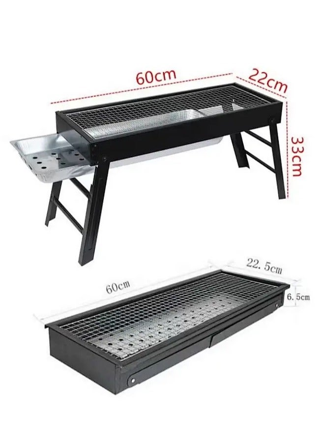 Generic Portable Charcoal Grill Black for Outdoor BBQ Skewer Folded Camping Barbecue Kabob Grills for Garden Backyard Party Picnic Travel Outdoor Cooking  - Image 2