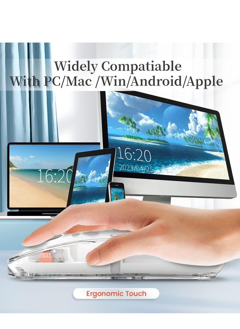 Generic - Wireless Bluetooth5.1&2.4G Mini Lightweight Mouse,Transparent Clear Cool,Rechargeable Silent Computer Mice,Nano USB C Receiver,LED Battery Magic Silm for Office/PC/Mac/Laptop/Apple/ipad - Image 1