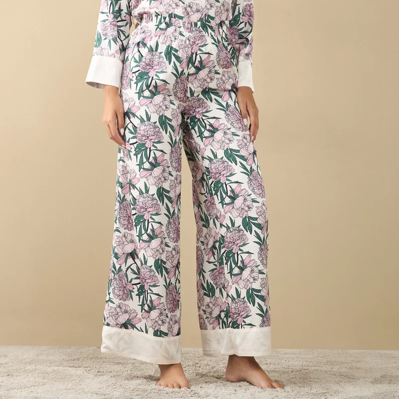 Splash FAV All-Over Floral Print Shirt with Tie-Up and Pyjama Set