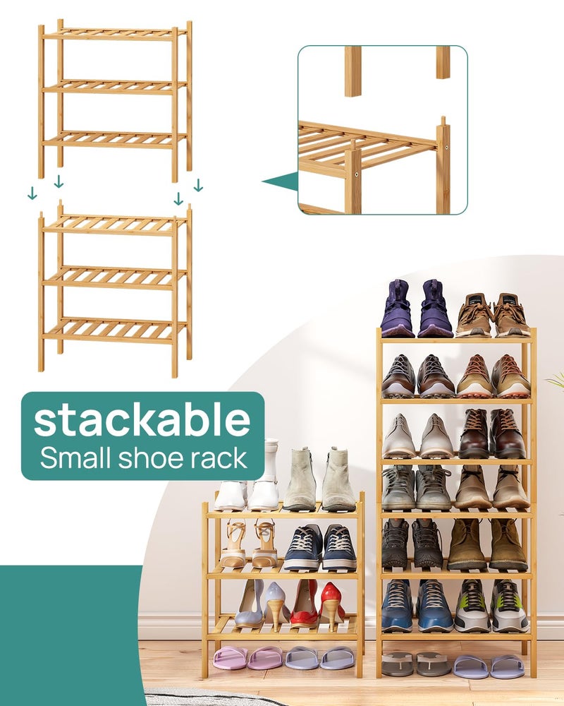 viewcare Small Shoe Rack, 3-Tier Shoe Rack for Entryway, Bamboo Wood Shoe Shelf for Closet & Hallway, Long 17.2IN | Beautiful | Functional | Sturdy | Durable - Image 4