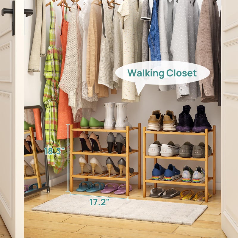 viewcare Small Shoe Rack, 3-Tier Shoe Rack for Entryway, Bamboo Wood Shoe Shelf for Closet & Hallway, Long 17.2IN | Beautiful | Functional | Sturdy | Durable - Image 3