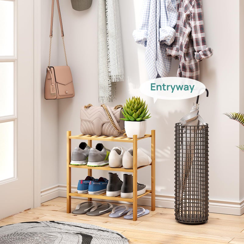 viewcare Small Shoe Rack, 3-Tier Shoe Rack for Entryway, Bamboo Wood Shoe Shelf for Closet & Hallway, Long 17.2IN | Beautiful | Functional | Sturdy | Durable - Image 2