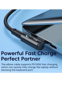 toocki USB C Charging Cable, 5A Current Fast Charging USB C To USB C Cable With 90 Degree Angle, Portable And Flexible Charging Data Cable Wire For For Most Of The Mobile Phones, (100W, 3m Black)  - Image 5