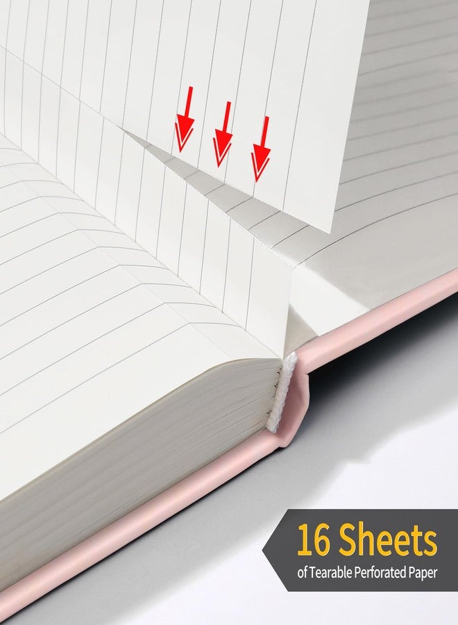 Annecy Numbered College Ruled Lined Journal Notebook, Medium 5.5x 8.25, 160 Pages 100GSM Writing Paper, A5 Pink Faux Leather Cover with Pen Loop - Image 5