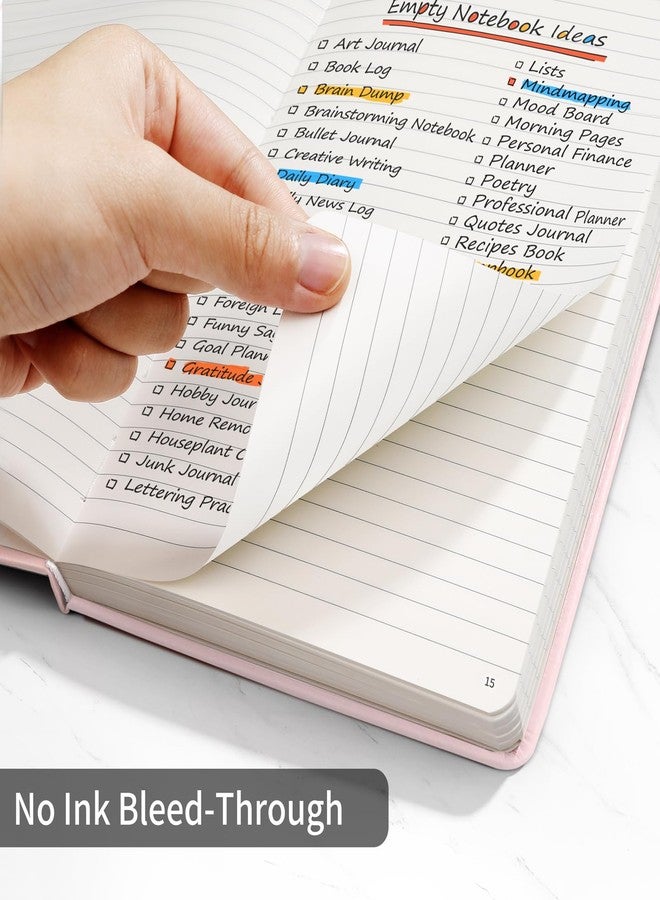 Annecy Numbered College Ruled Lined Journal Notebook, Medium 5.5x 8.25, 160 Pages 100GSM Writing Paper, A5 Pink Faux Leather Cover with Pen Loop - Image 4