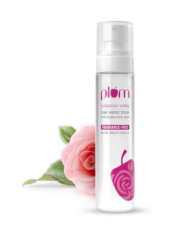 Plum Plum Bulgarian Valley Rose Water Toner for Face with Hyaluronic Acid Rose Extracts 100% Natural Soothing and Pore Tightening Balances Ph Levels for All Skin Types 100ml  - Image 1