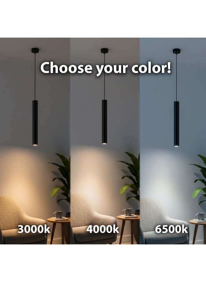 ALFRIDAY Minimal Cylindrical Pendant Light – GU10 Holder, 3-Color CCT Options, Modern Downlight - Image 2