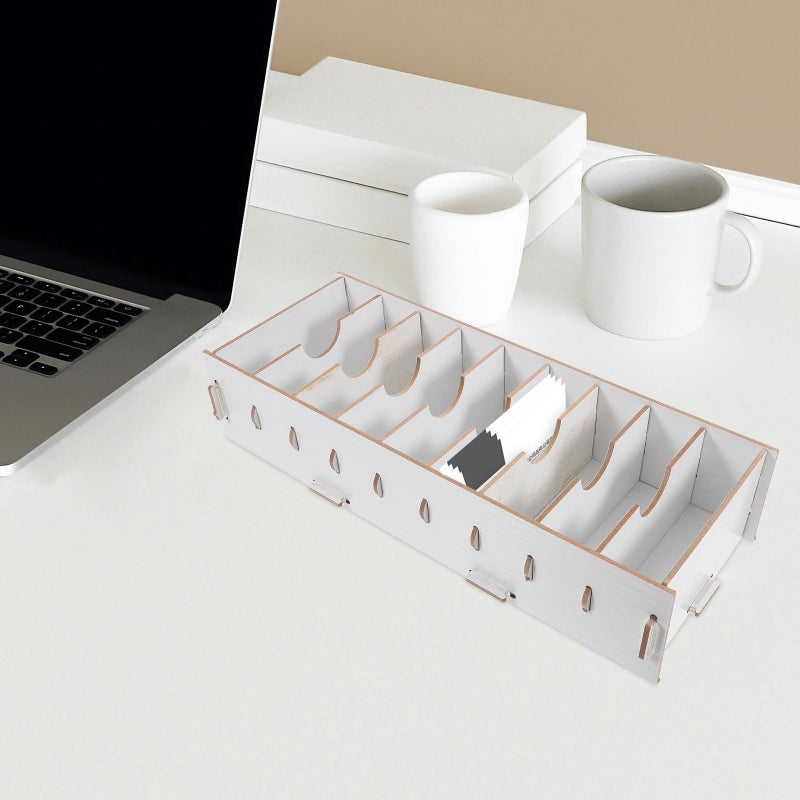 Wooden Business Card Holder Desk Organizer Single Compartment Badge Storage Box - Image 5
