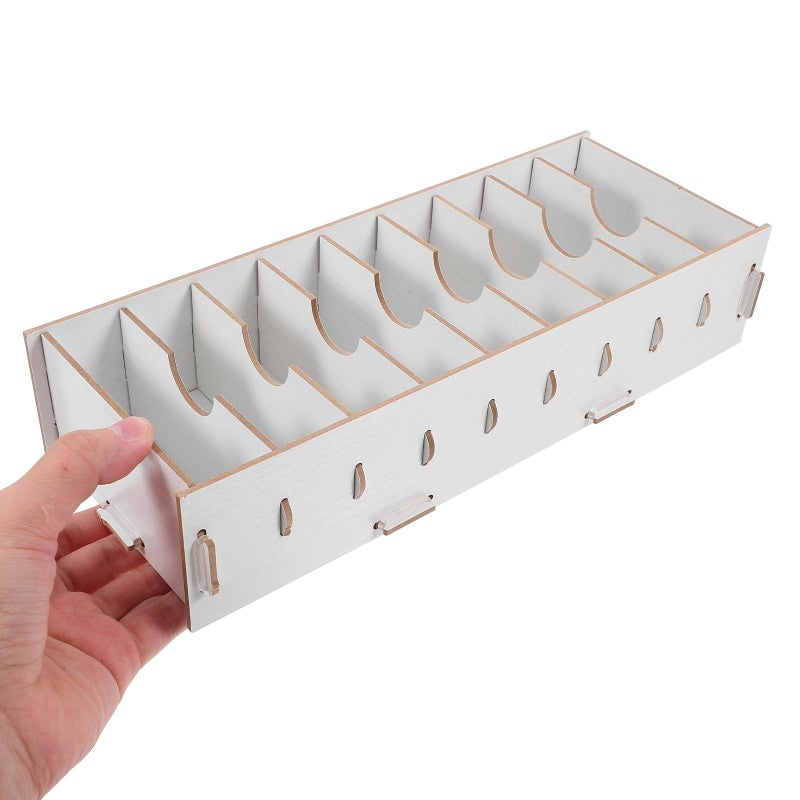 Wooden Business Card Holder Desk Organizer Single Compartment Badge Storage Box - Image 4