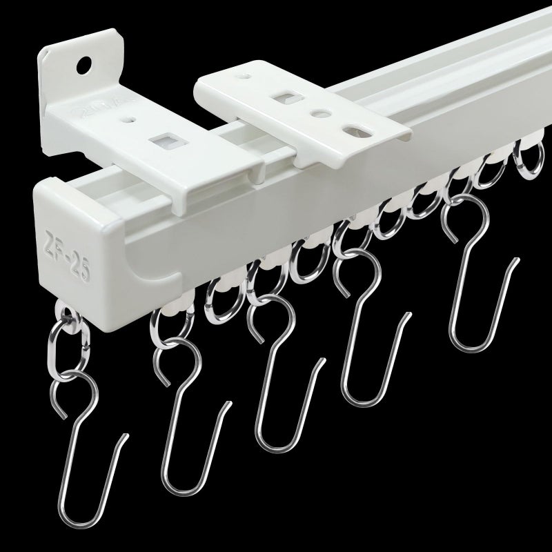 YMDparts Curtain Track Ceiling Mount Curtain Rail Ceiling Curtain Track or Wall 9 FT Room Divider Curtain Track White with Hooks Suitable for Living Room Bedroom Bathroom - Image 2