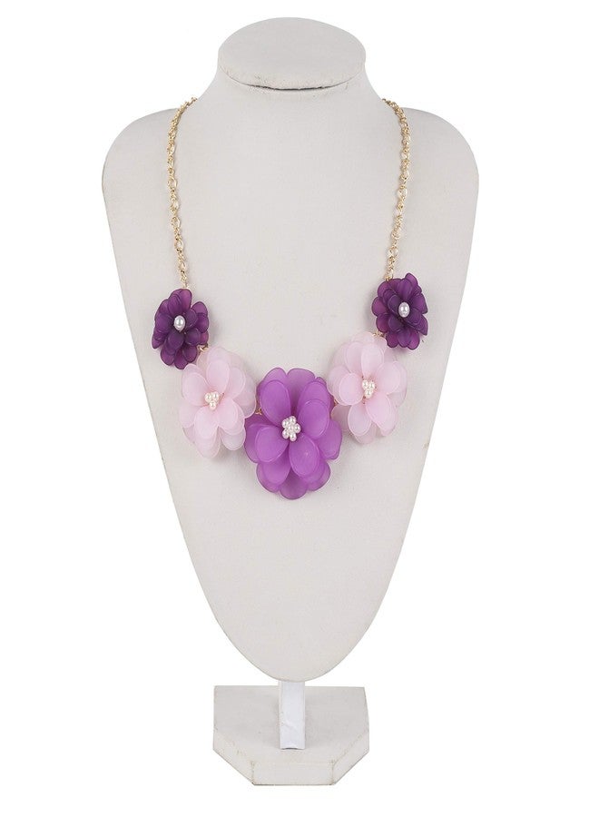 بوكار قلادة بوكار الزهرية، قلادات تشوكر صيفية مزينة بالزهور للنساء، مجوهرات نسائية مصنوعة يدوياً، هدية مثالية للحفلات (NK-10244-أرجواني) - Image 2