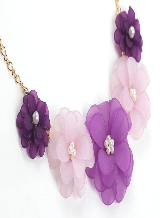 بوكار قلادة بوكار الزهرية، قلادات تشوكر صيفية مزينة بالزهور للنساء، مجوهرات نسائية مصنوعة يدوياً، هدية مثالية للحفلات (NK-10244-أرجواني) - Image 4