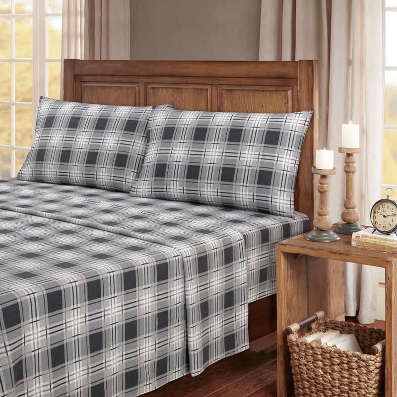 kathy ireland 100 Turkish Cotton Flannel Sheet Set Eden Plaid  Twin