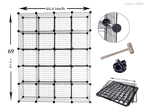REYNISH رف تخزين مكعب معدني ذاتي التجميع من REYNISH للمنزل والمكتب قابل للتكديس مع مطرقة 4 مكعبات - Image 3