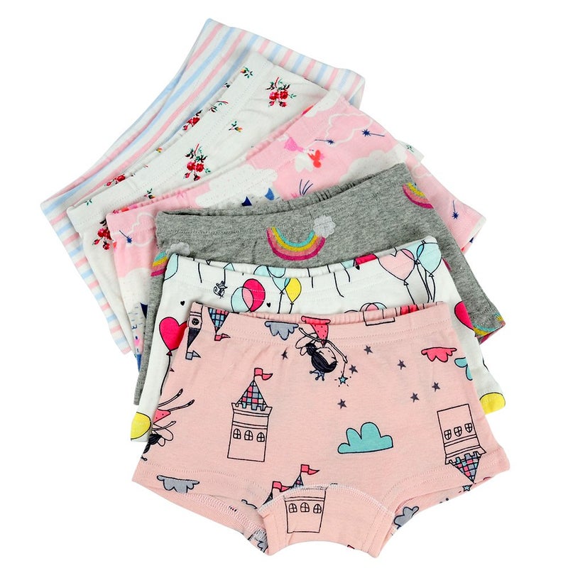 Closecret Kids Series Baby Underwear Little Girls' Cotton Boyshort Panties (Pack of 6), Style 2, 6-7 Years, Multicolor - Image 5