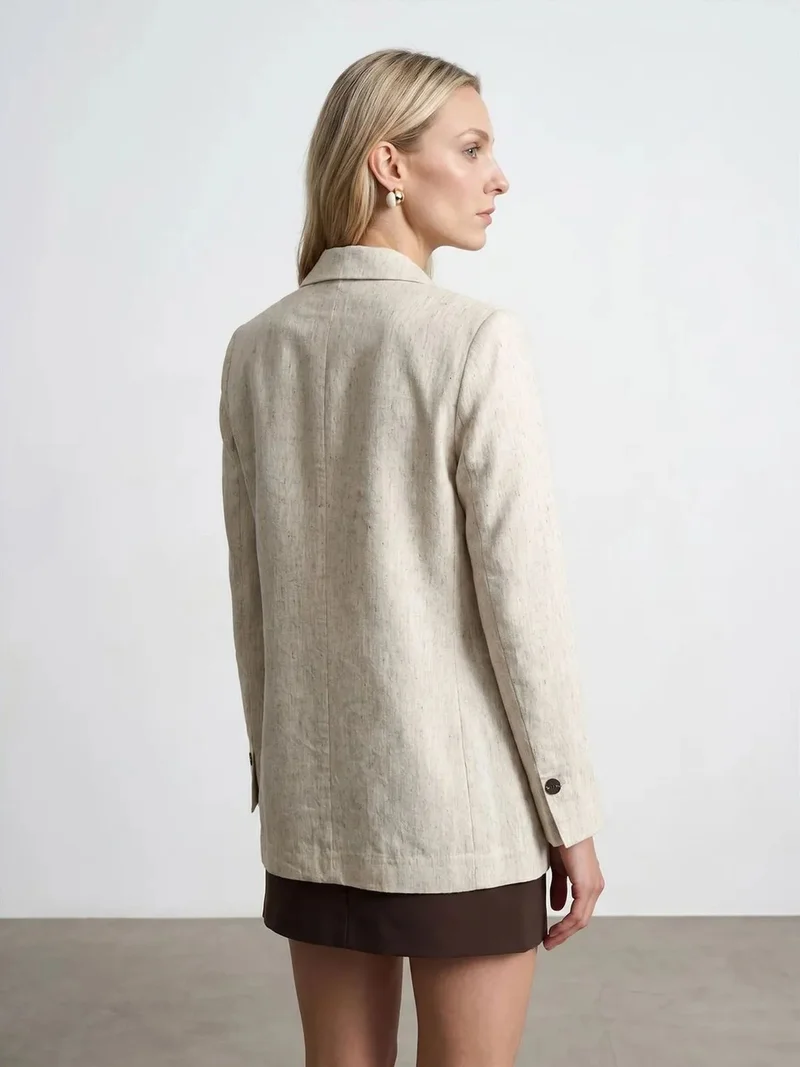 ديلفين Dilvin Women's Woven Blazer Jacket With Shawl Collar