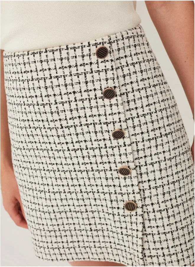 Ovs Tweed miniskirt with buttons