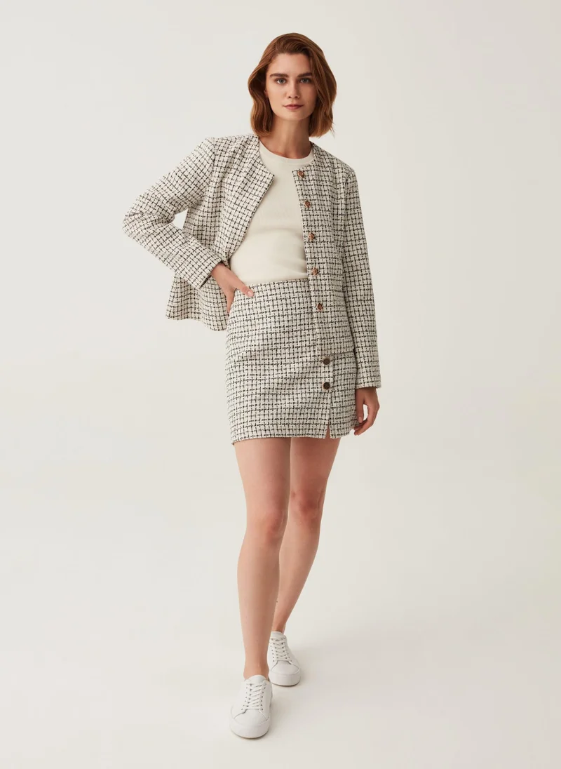 Ovs Tweed miniskirt with buttons