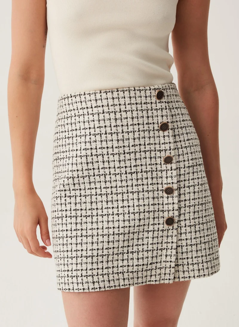 او في اس Tweed miniskirt with buttons