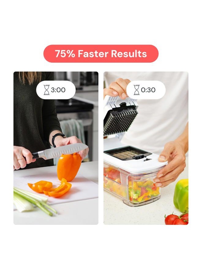 Fullstar All-in-1 Vegetable Chopper, Mandoline Slicer & Cheese Grater - French Fry Cutter & Veggie Dicer - Cheese Slicer - Includes Bonus Handheld Spiralizer (6 in 1, Black/White) - Image 3