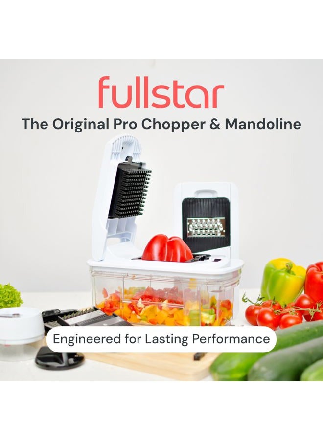 Fullstar All-in-1 Vegetable Chopper, Mandoline Slicer & Cheese Grater - French Fry Cutter & Veggie Dicer - Cheese Slicer - Includes Bonus Handheld Spiralizer (6 in 1, Black/White) - Image 2