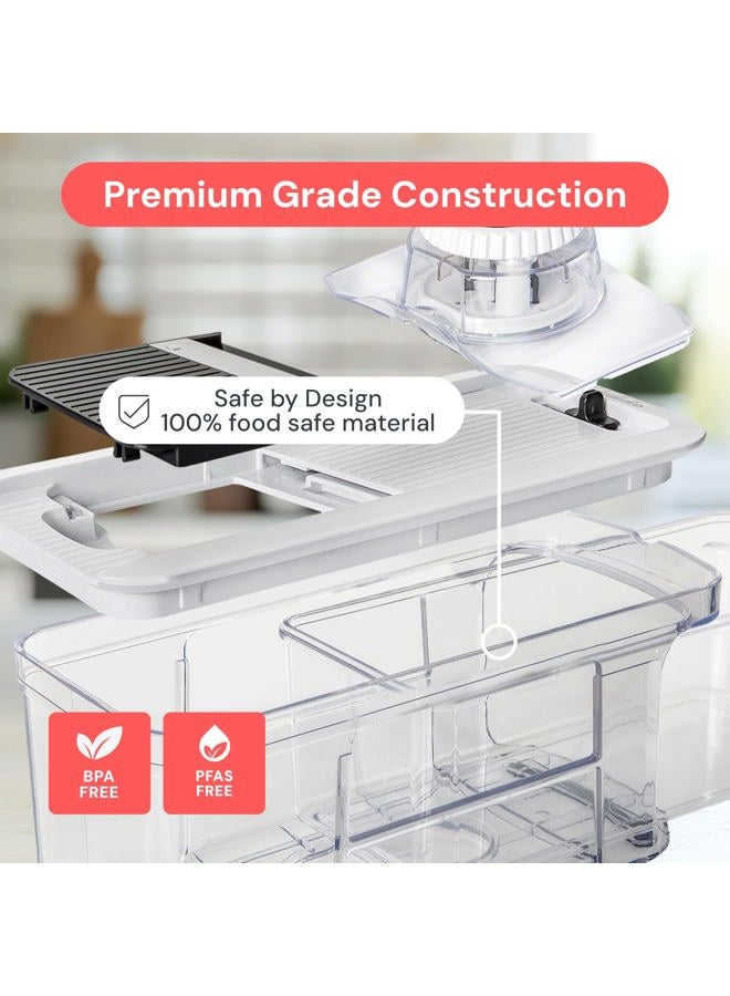 Fullstar All-in-1 Vegetable Chopper, Mandoline Slicer & Cheese Grater - French Fry Cutter & Veggie Dicer - Cheese Slicer - Includes Bonus Handheld Spiralizer (6 in 1, Black/White) - Image 5