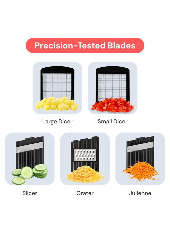 Fullstar All-in-1 Vegetable Chopper, Mandoline Slicer & Cheese Grater - French Fry Cutter & Veggie Dicer - Cheese Slicer - Includes Bonus Handheld Spiralizer (6 in 1, Black/White) - Image 4