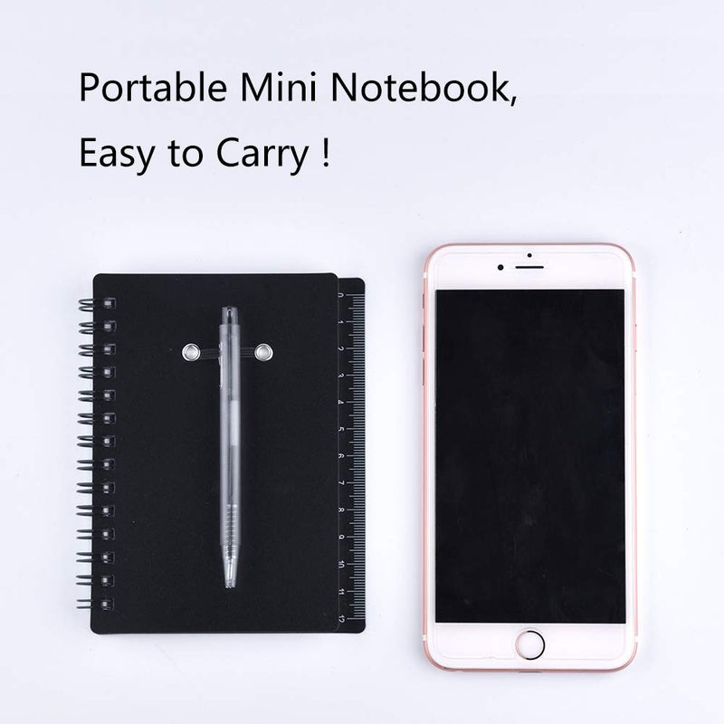 Coopay 4 Pieces Spiral Notebook Steno Pocket Notepad with Pen in Holder and Sticky Notes, Page Marker Index Tabs Flags Making Plans Writing Memos Office School Supplies (Black, Blue, Red, Green) - Image 4