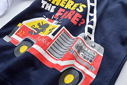 Warmbaby Fire Truck Shirts Boys Kids Long Sleeve T Shirt Navy Size 5 - Image 4